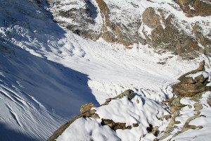 la trace de traversée du Riedgletscher