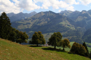Vue sur la vallée de l'Intyamon et les Vanil